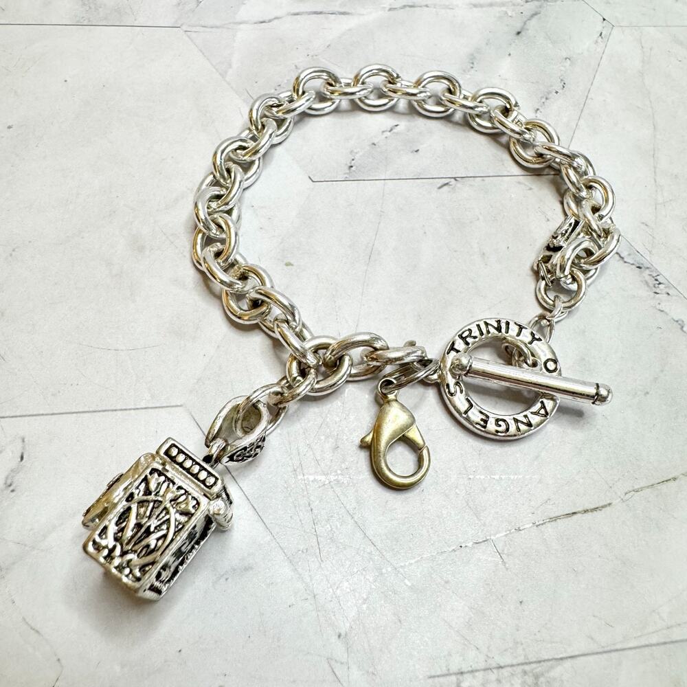 Patricia Victoria Hale Trinity Of Angels Charm Bracelet 8" Silver Plated Extras